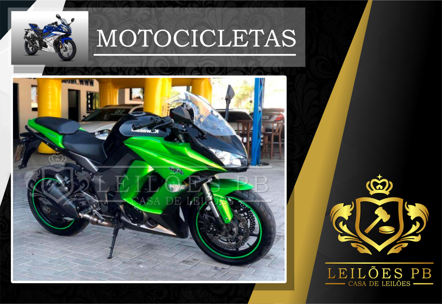 <center><big><b>LEILÃO de MOTOCICLETAS</b></center> <center></big>Recuperados de Financiamento<br> 20/09/2024</center>